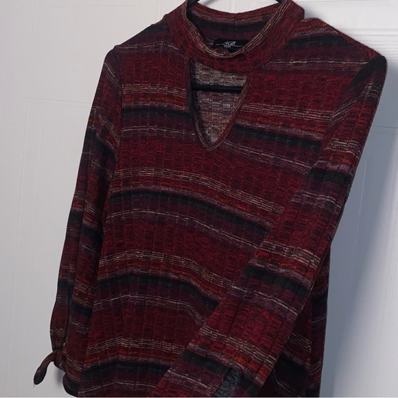 AGB Red and Black Striped Long Sleeve Dress - Picture 6 of 7